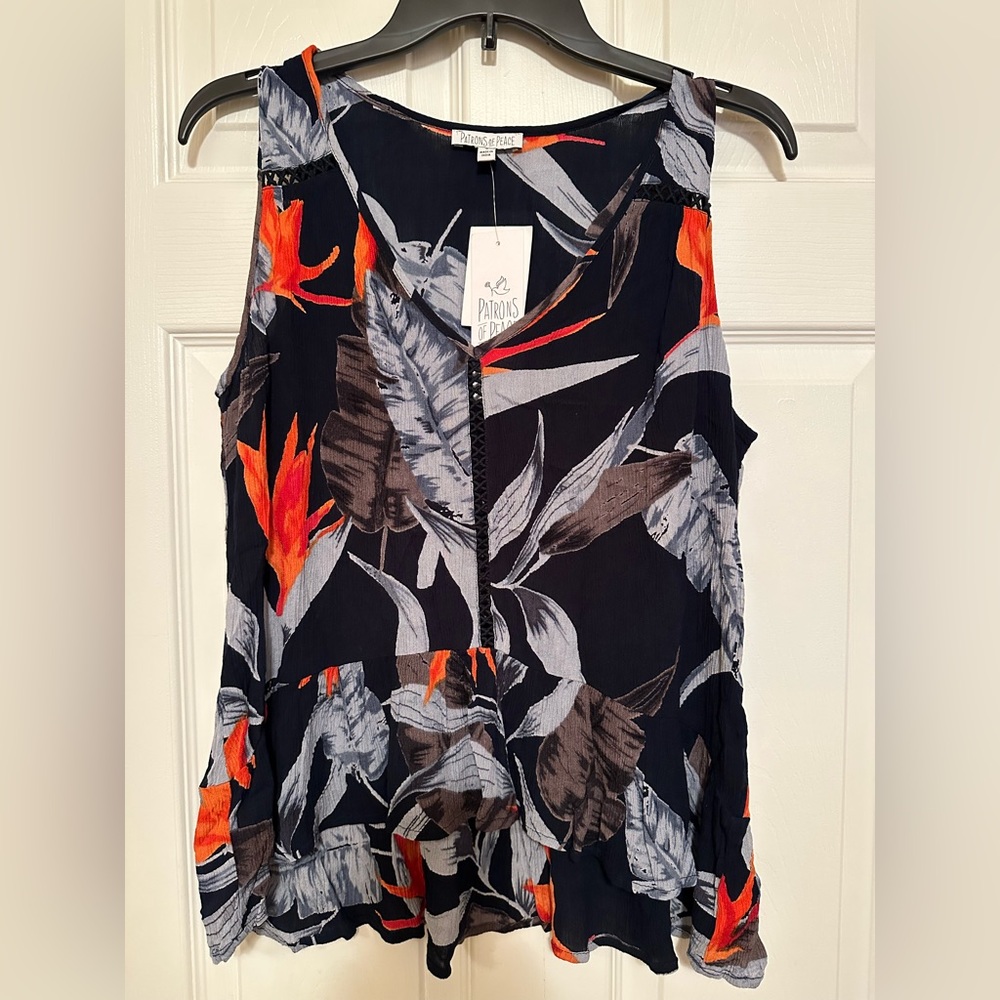 Patrons of Piece Navy Floral Tank Top